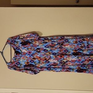 Terra & Sky Women's high low long dress size 1x 16w-18w multi color